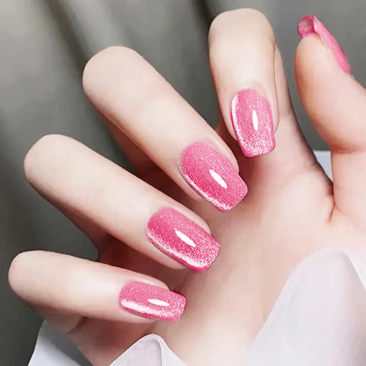 24 pieces/set short square fake nails with glitter effect pink cat eyes purple yellow nude, tips for fake nails, fingernails press-on, nail art.