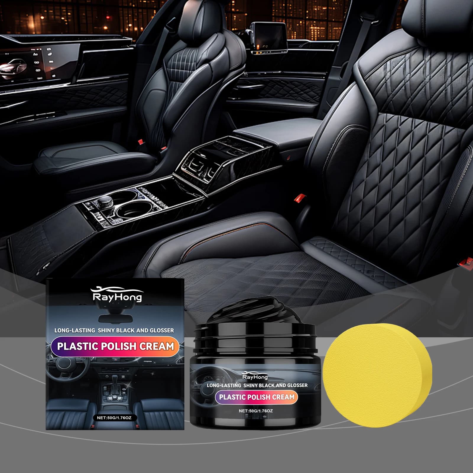 Crema per ricostruzione in plastica e pelle per auto Rivestimento in plastica ABS e cera per cruscotto Cera lucidante universale per parti interne auto 50g