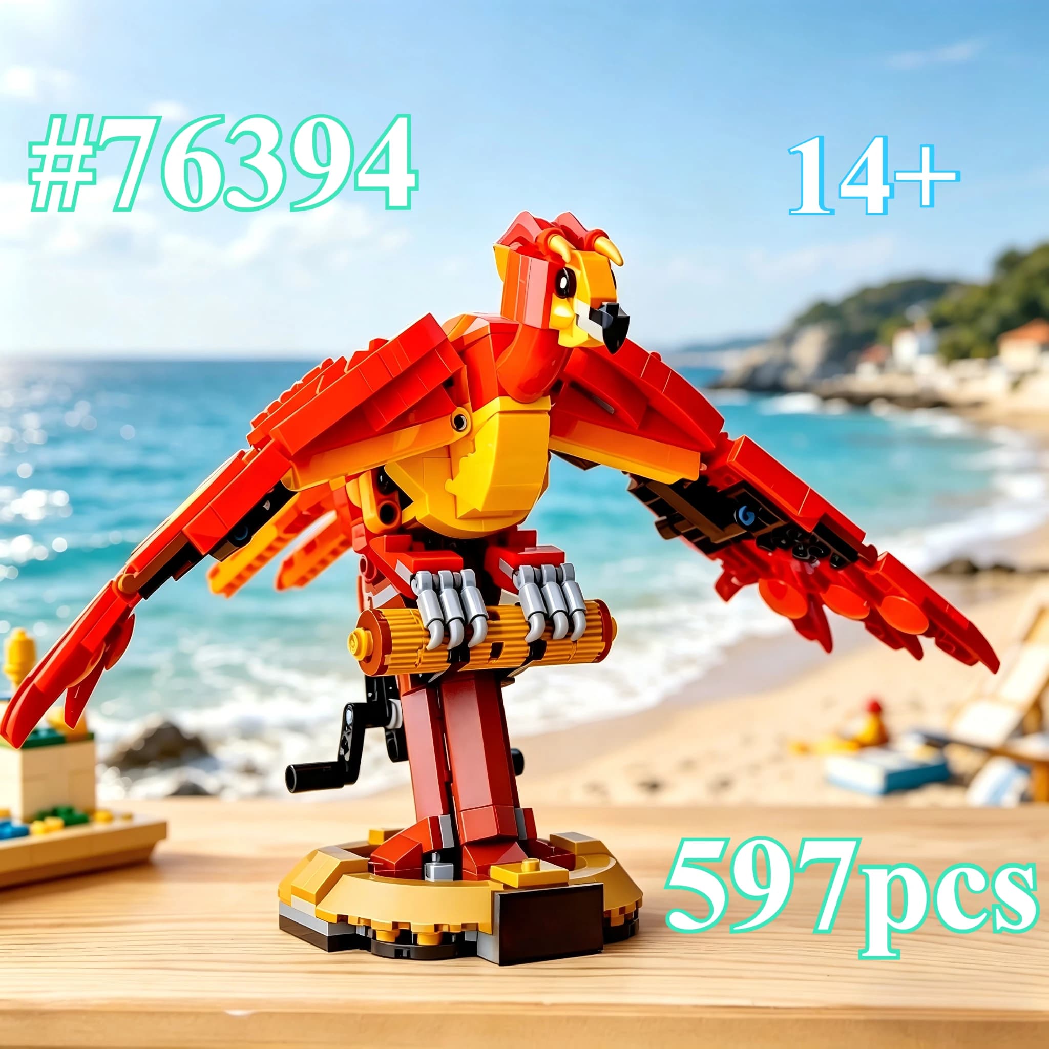 Set di Blocchi da Costruzione Magic World Fire Phoenix76394, Adatti come Regali di Natale, Compatibili con Particelle Lego, 597 Pezzi.