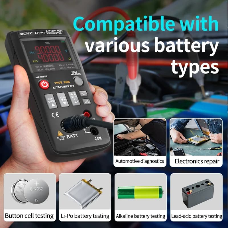 ZOYI ZT-XR1 High Precision 2-in-1 Battery Internal Resistance Tester Voltage Resistance Meter for 18650 Li-ion Lead Acid Battery