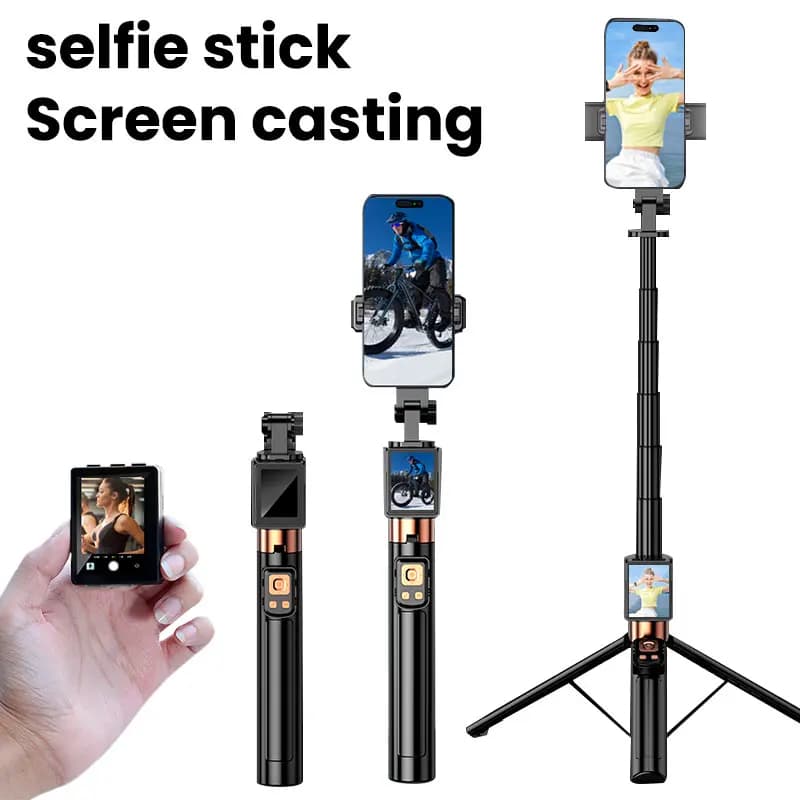 Smartphone Tirpod Ripresa automatica multifunzionale con mirroring dello schermo LED selfie stick Fotocamera posteriore stick selfie dedicato
