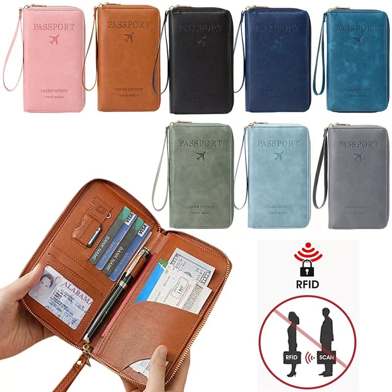 Multi-Functional RFID Passport Wallet RFID Passport Holder For Wallet Essential Travel Anti-Theft Wallet Storage Case Anti-Theft
