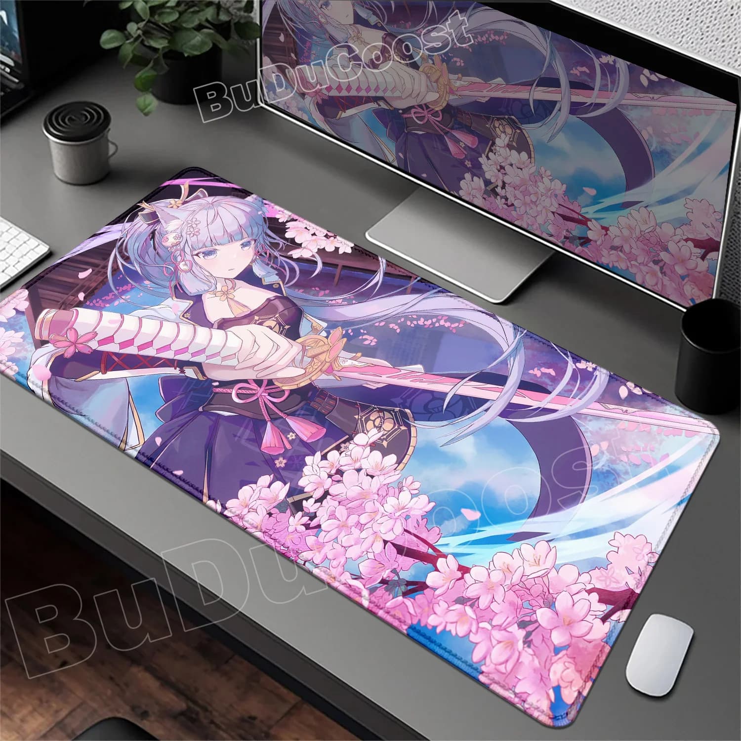 Nuovo Arrivo Tappetino per Mouse Genshin Impact Kamisato Ayaka, Tappetino per Tastiera Anime Girl, Accessori per Gaming PC, Mousepad per Laptop, Tappetino da Scrivania Veloce