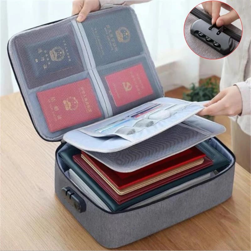 Organizzatore di documenti Valigetta Porta cartelle A4 Borsa da donna per uomo Borsa per passaporto Custodia per documenti funzionale sicura per la casa [][\