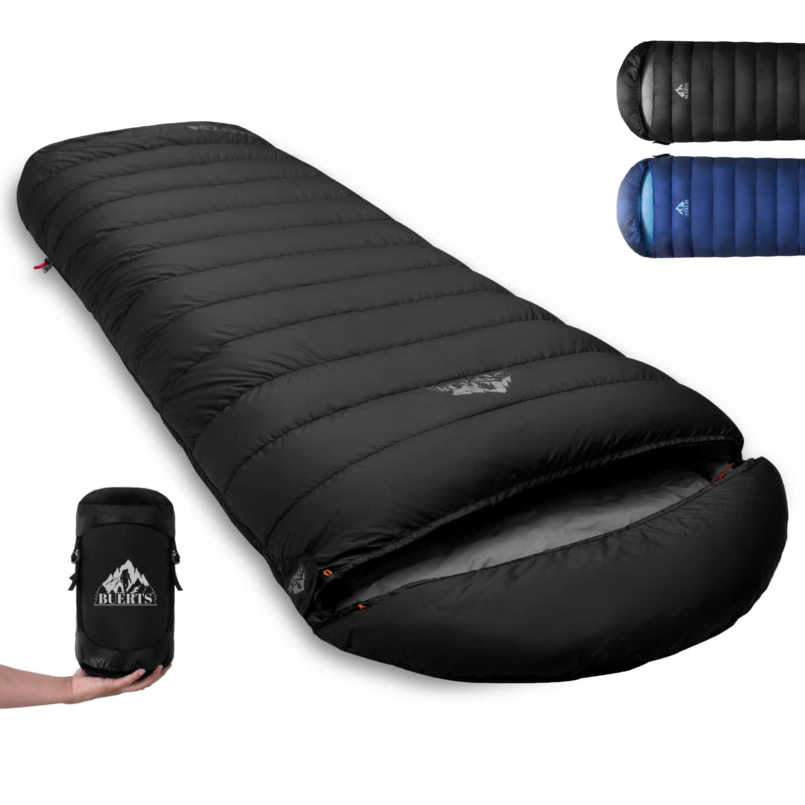 Ultra-Lightweight Cold Weather 4-Season Unisex Adult Sleeping Bag BUERTS Waterproof Windproof Nylon Duck Compression Packing