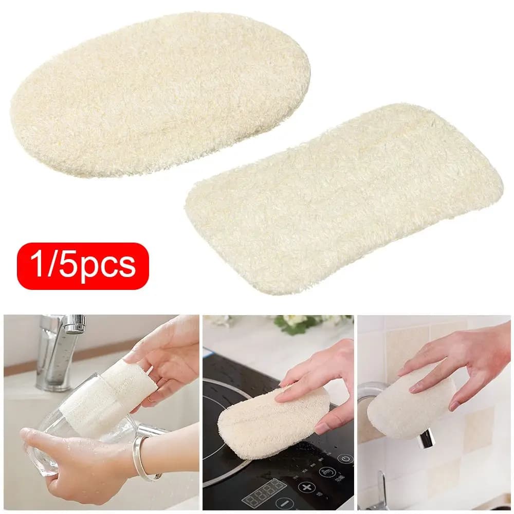 1/5 Pezzi Spugna in Microfibra Riutilizzabile Antiaderente per Cucina, Spazzola per Pentole e Ciotole, Panno per Lavaggio Piatti, Spugna per Pulizia