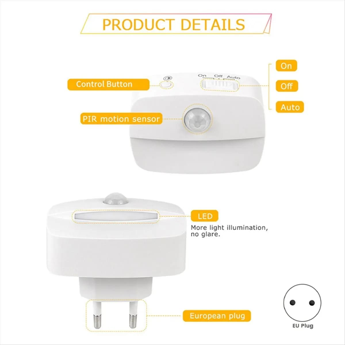 * Lampada da parete a luce notturna a LED ABAB con sensore di movimento intelligente per corridoio domestico WC corridoio scala camera da letto lampada da notte spina europea