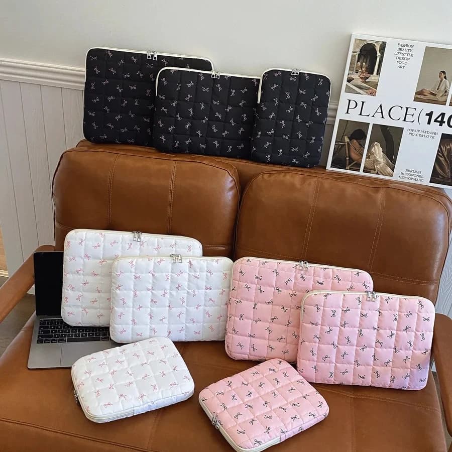 Borsa per tablet con nodo a fiocco per iPad Pro Custodia per laptop da 9,7-11 pollici 13,3 14 15 15,6 pollici per MacBook XiaoMi Samsung Huawei Borsa per laptop