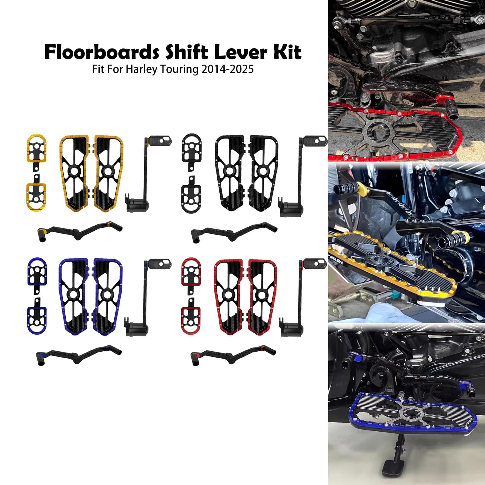 Kit Pedane Moto con Leva Cambio e Freno per Harley Touring 2014-2025 Electra Street FLHR FLTRX Poggiapiedi Guidatore e Passeggero