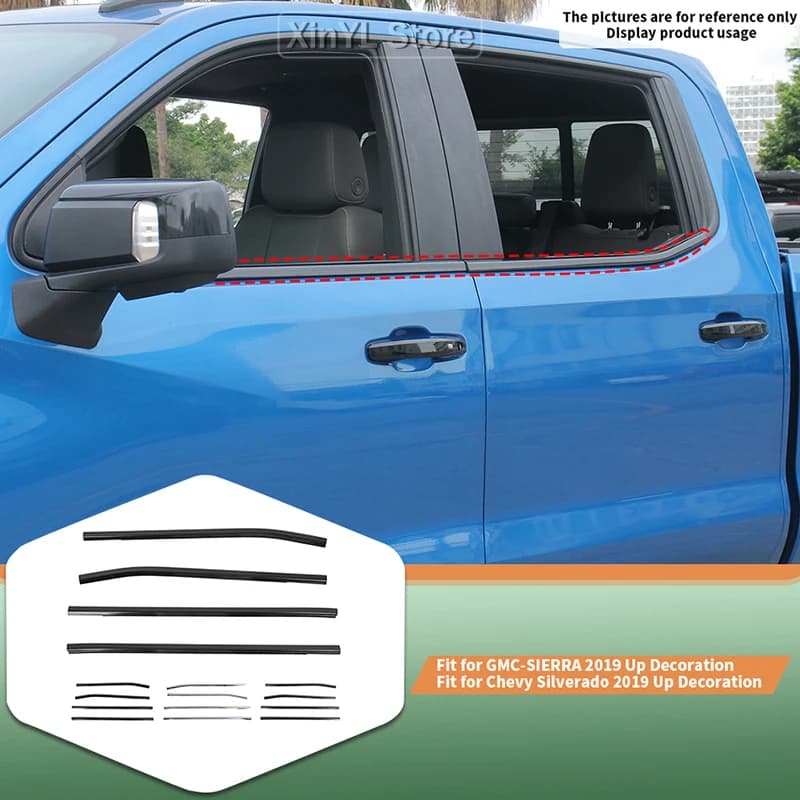 Auto ABS Finestra Guarnizione Porte Finestre Vetro Strisce di Tenuta Impermeabili Per Chevy Silverado/GMC/SIERR 2019 Up Accessori Auto