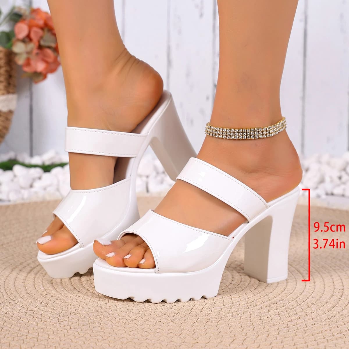 Platform Chunky Heel Mules for Women Fashion Super High Heels Fashion Sexy Outdoor Slipper Non-Slip Open Toes Sandals for Women