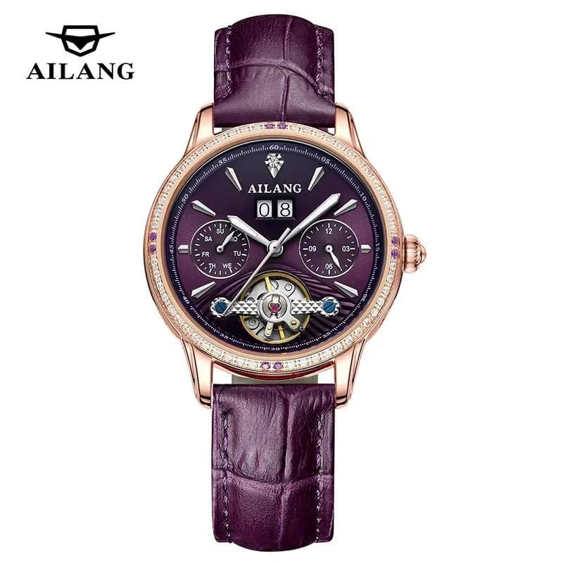 Orologio Automatico da Donna AILANG con Diamanti, Elegante Orologio Meccanico Impermeabile con Calendario, Relogio Feminino