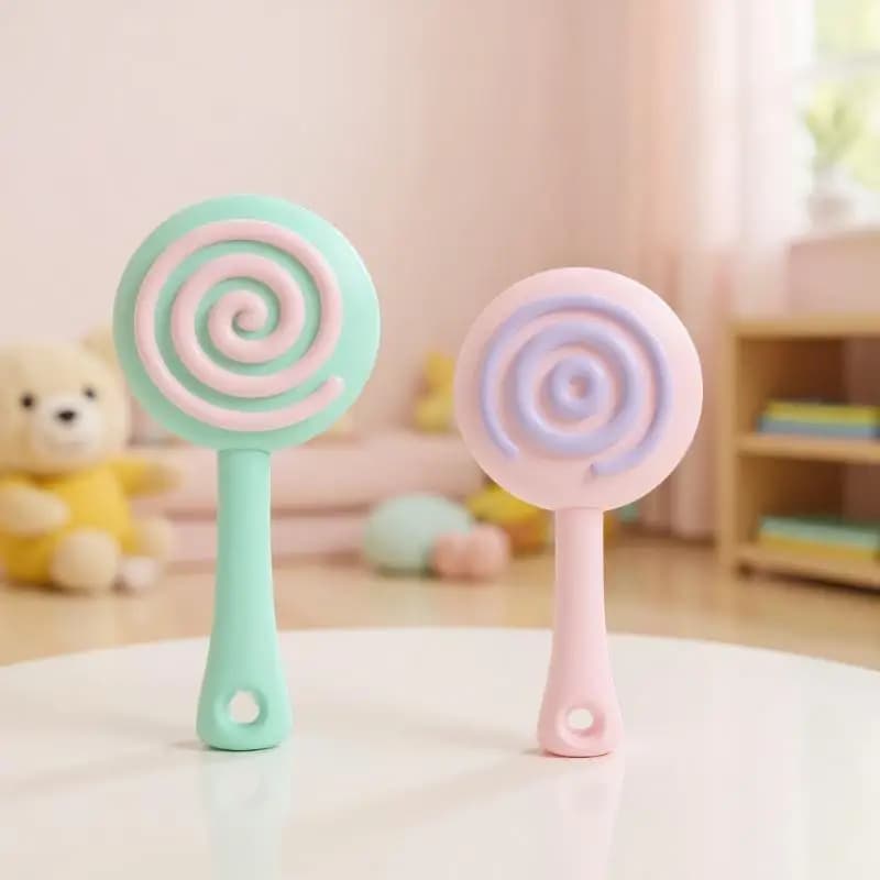 1 Pcs Cute Baby Teether Toys Training Grip Strength Lollipop Shape Baby Reborn Soft Silicone Special Baby Accessory Chewing Toy