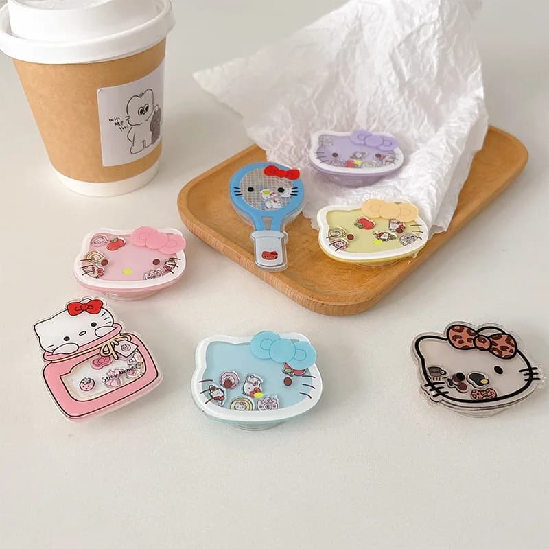 Supporto per Telefono Retrattile a Forma di HelloKitty con Fragola, Stile Coreano, Regalo Giocattolo Adesivo per Scrivania