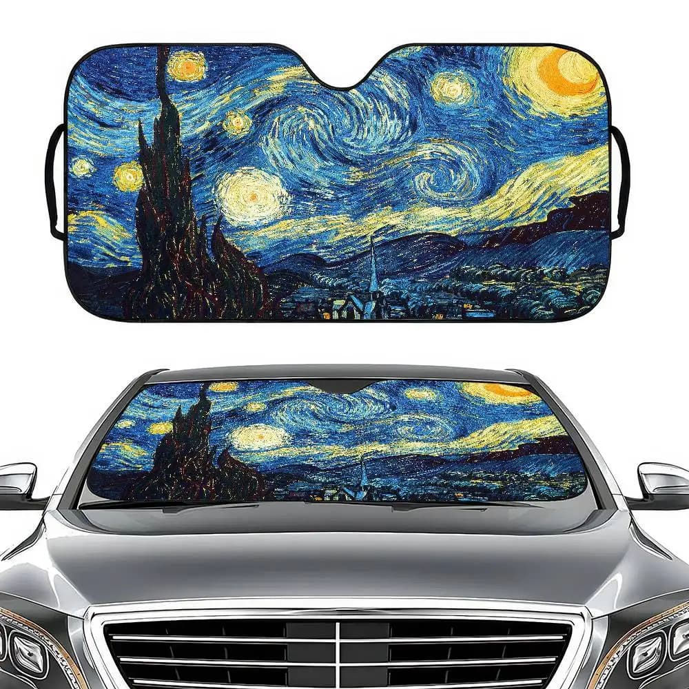 Notte stellata Van Gogh Art Parabrezza Parasole per auto SUV Camion Finestra anteriore Parasole Accessorio Visiera Protezione Scudo Copertura