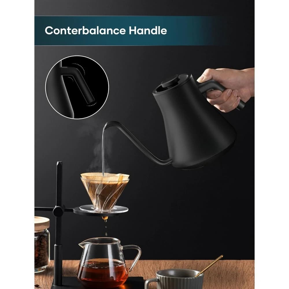 0,9L Stainless Steel Gooseneck Electric Kettle for Coffee, US Shipping, Quick boiling, F Temperature Control