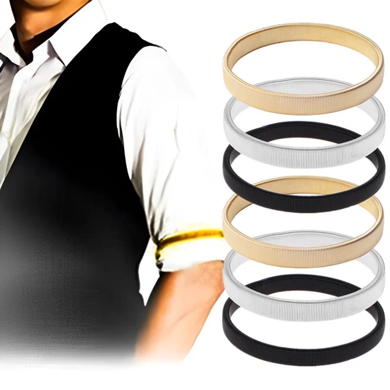 Fascia da braccio in metallo antiscivolo Giarrettiera elasticizzata Porta maniche per camicia Supporti per maniche unisex Braccialetti Accessori per bracciale elastico (non coppia)