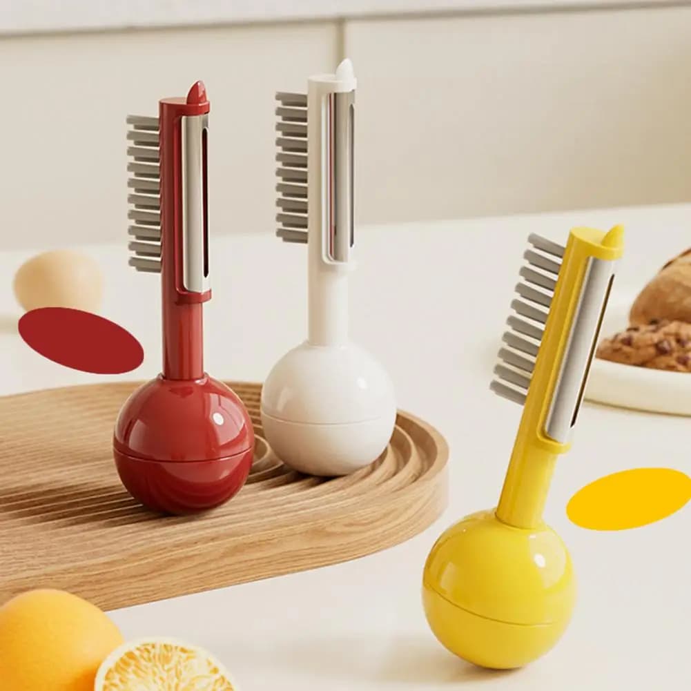 3-in-1 Self-Standing Vegetable Peeler with Brush Sharp Stainless Steel Ergonomic Handle Kitchen Gadget for Potato Carrot Fruit