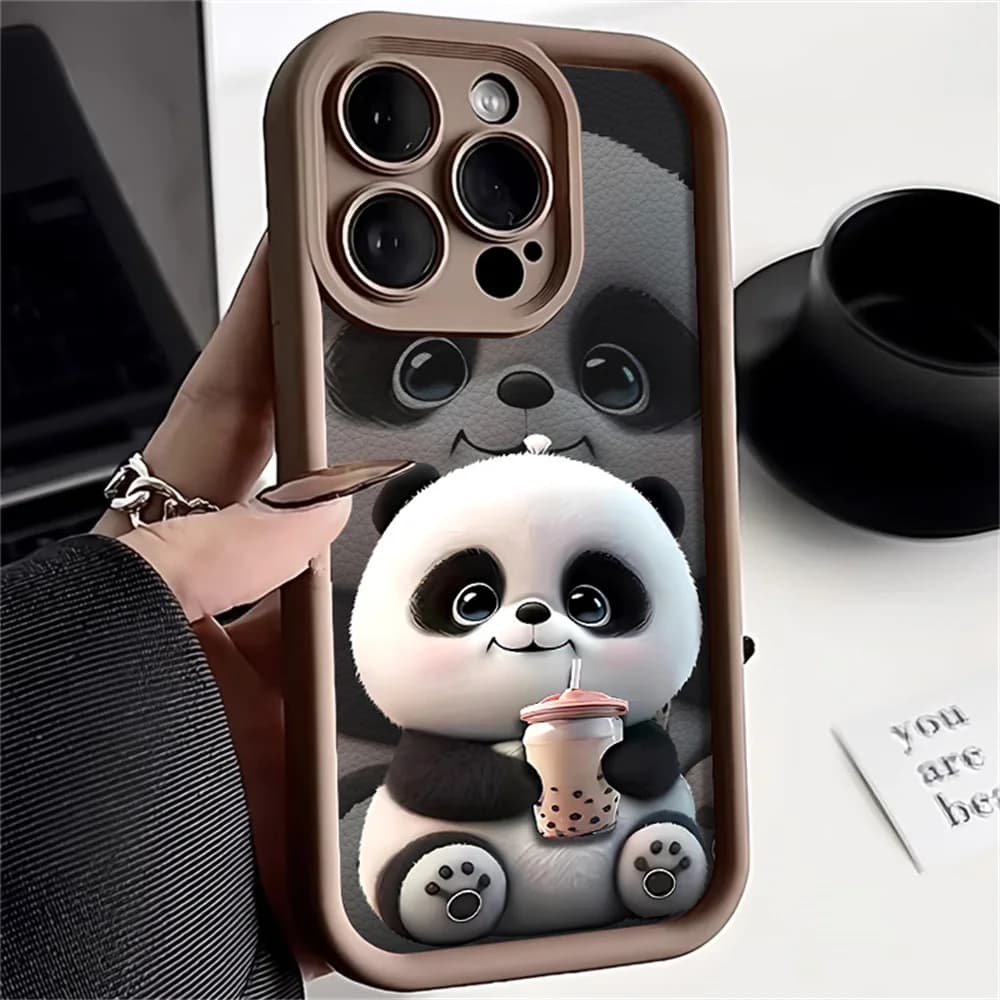 Panda Soft TPU Case For iPhone 15 Pro Max Cases iPhone 16 17 Air 13 14 11 12 16E 7 8 Plus SE 17promax 16promax Cover Funda