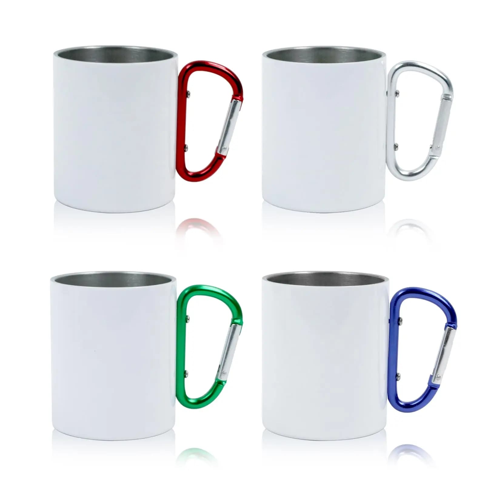 4/6Pc 10oz Sublimation Blank Stainless Steel Carabiner Mug Travel Coffee Mug With Handle Portable Camping Cup Backpacking Hiking