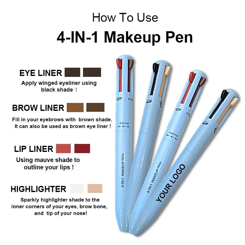 Multi-effetto 4 in 1 Eyeliner Matita per sopracciglia Evidenziatore Penna per eyeliner cosmetico impermeabile a lunga durata Matita per trucco Penna per labbra