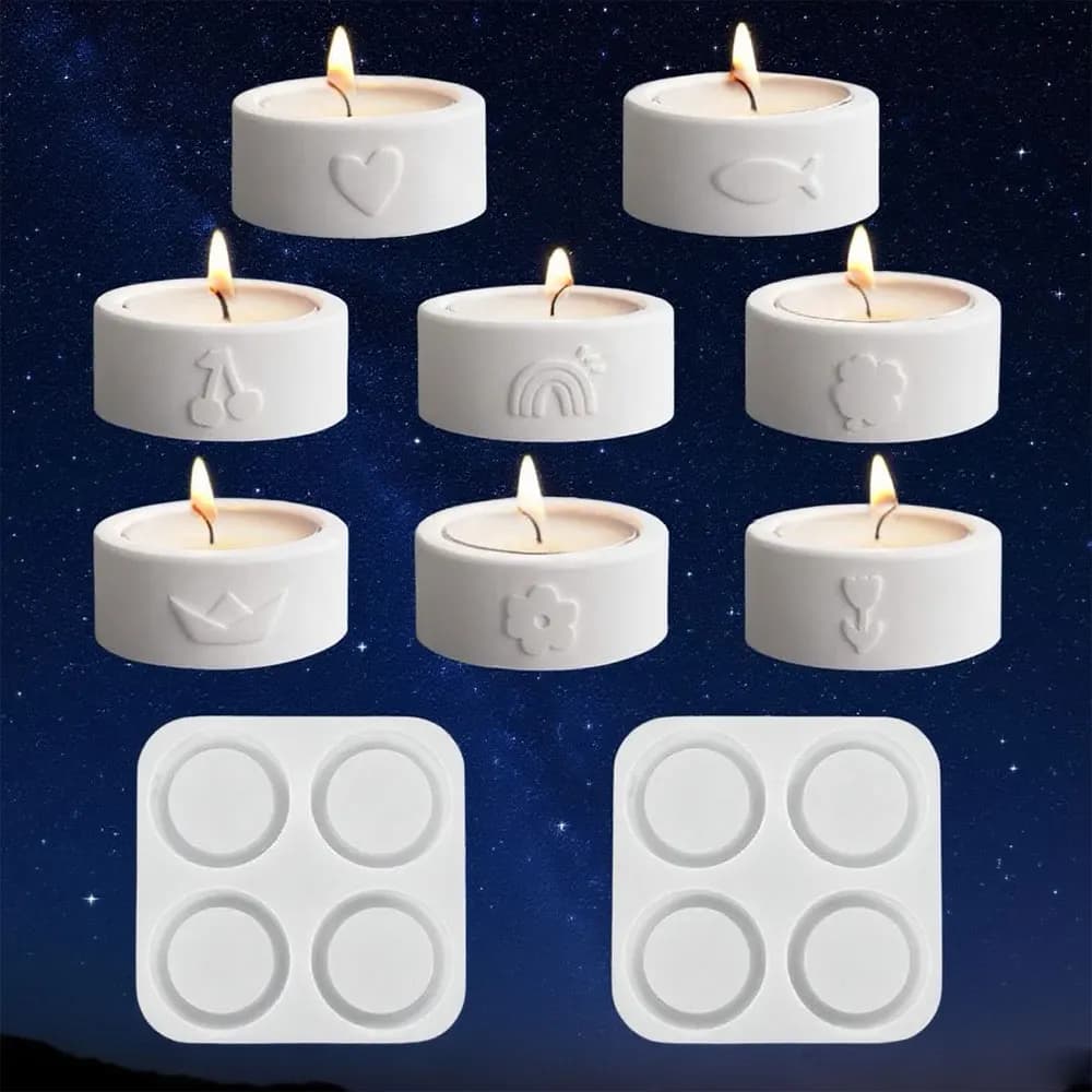 DIY gypsum Lucky grass Rainbow pattern Candlestick mold Mini Cement Aromatherapy Candle cup Clay Epoxy Resin Silicone mold