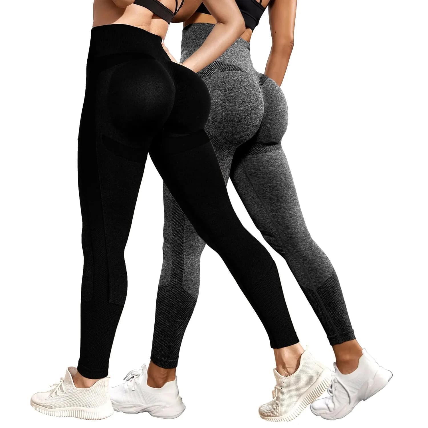 Pantaloni da donna 2 pezzi Yoga Legging Seamless Workout vita alta Butt Liftings Leggings atletici