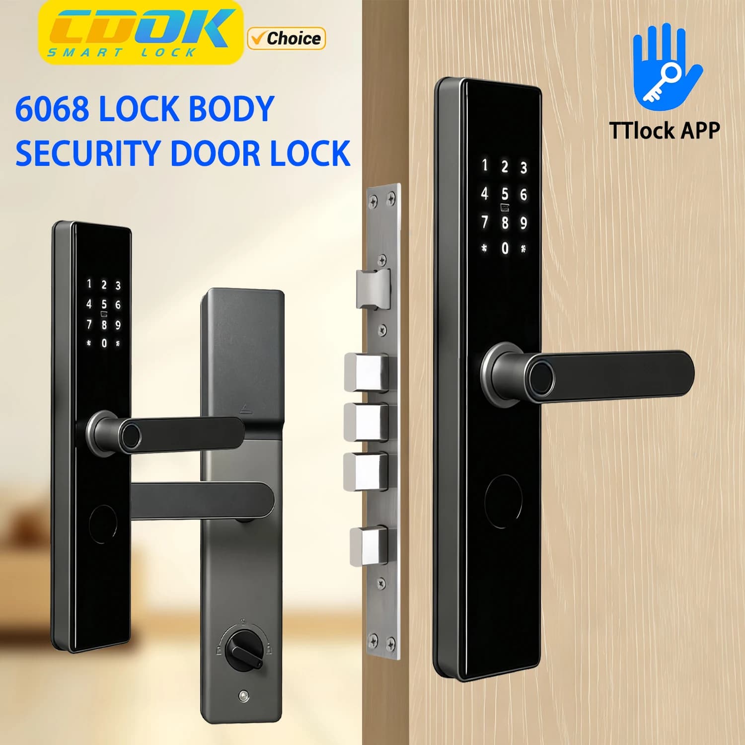 CDOK M90 TTlock Bluetooth Smart Lock, Anti-theft Door Lock, Entrance Door Lock, Multi-functional Unlocking