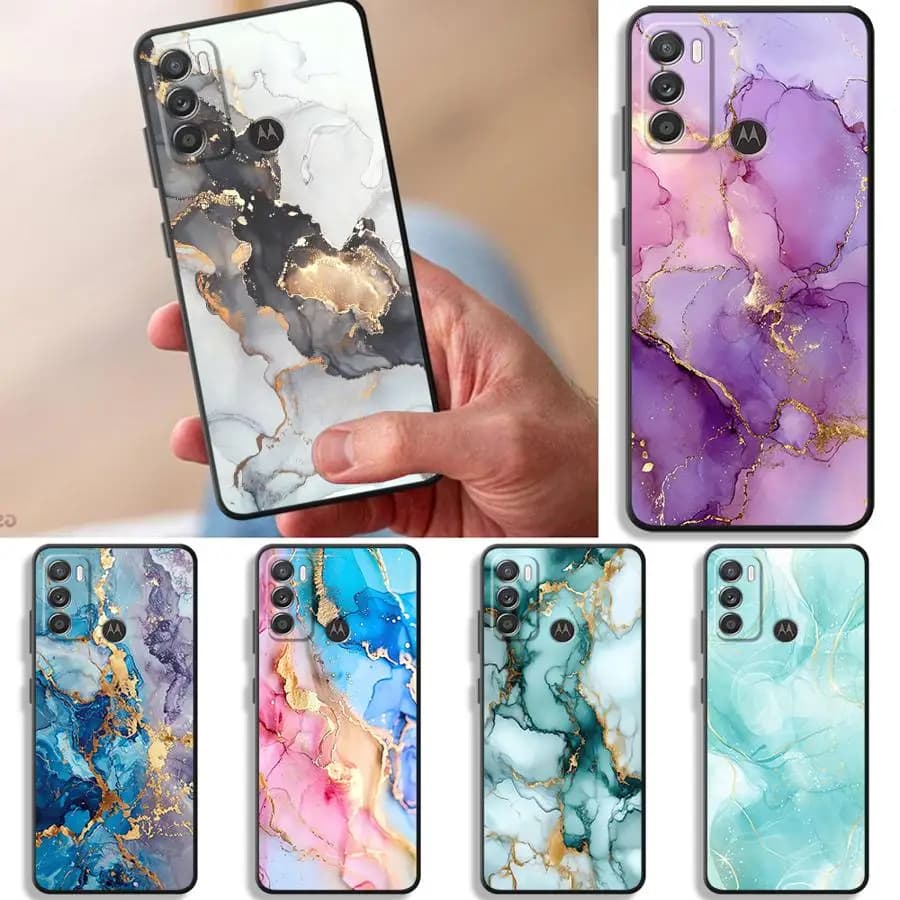 Cover per Motorola Moto G52 G53 G30 G22 Edge40 G32 G51 G73 G60s G50 Edge 20 Pro 30 Lite G71, Custodia per Telefono Effetto Marmo Colorato