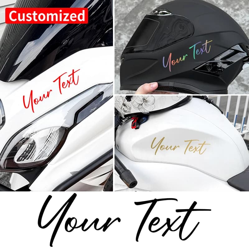 Adesivi Personalizzati per Moto con Testo a Scelta, Impermeabili, Fai-da-Te, per Serbatoio, Casco, Auto, Bicicletta, Decalcomanie in Vinile