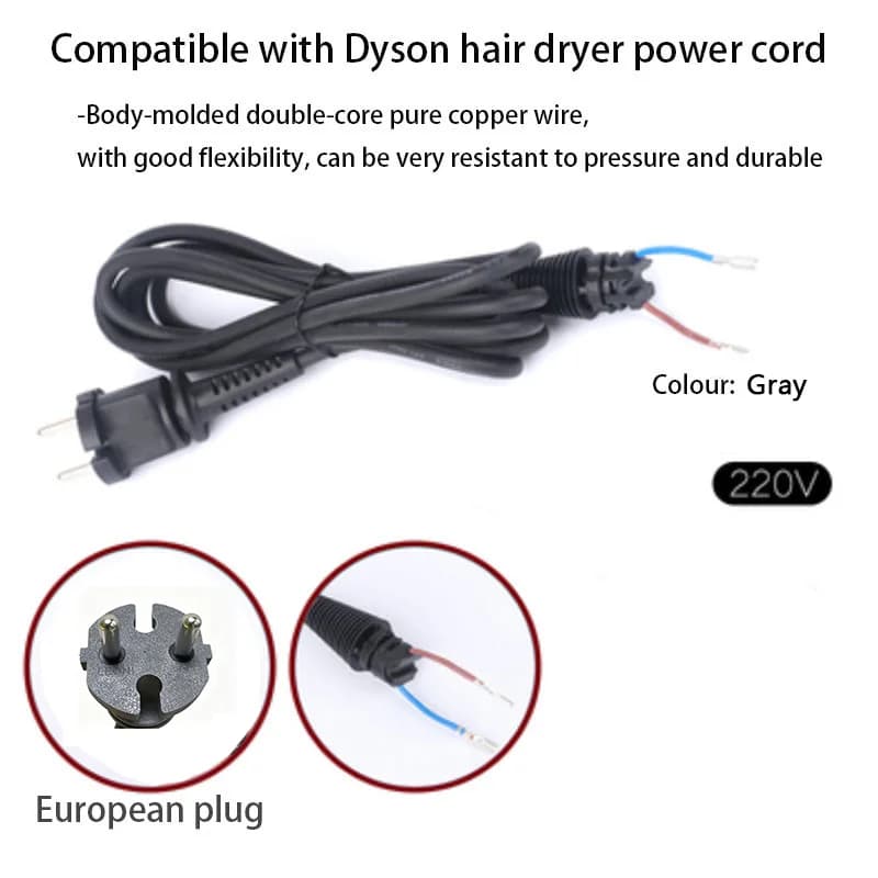 For Dyson power cord from 1.8 m - Universal replacement for hairdryer accessories Supersonic HD01/02/03/04/07/08