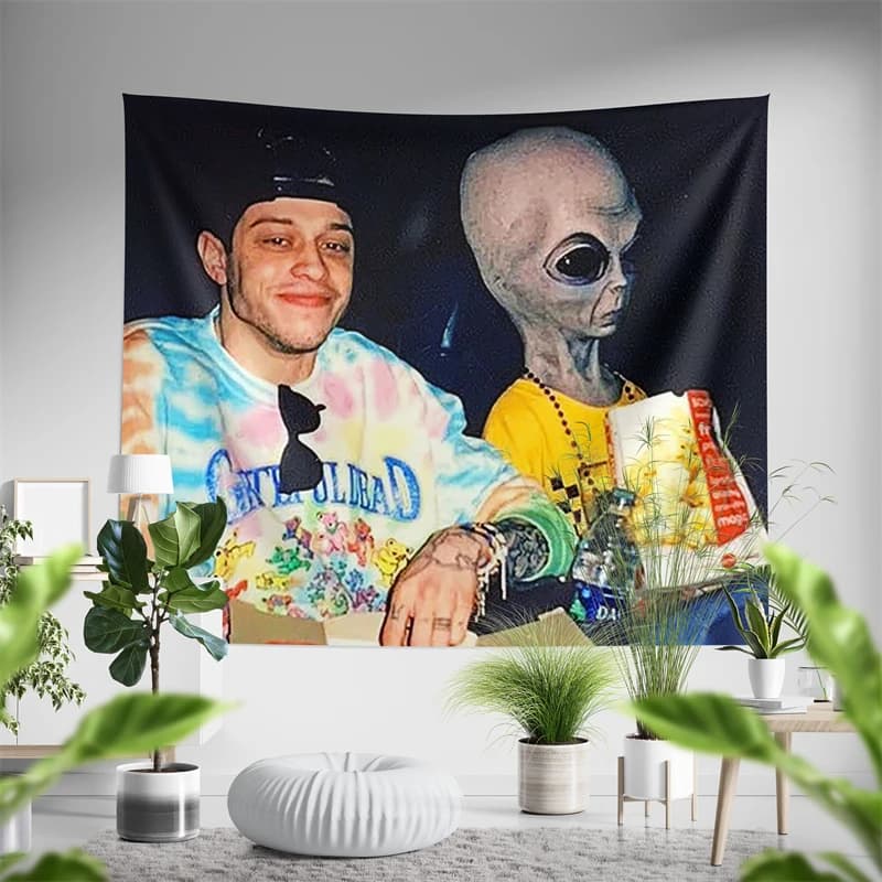 Aertemisi Pete Davidson Alien Tapestry Wall Hanging Art for Bedroom Living Room Decor College Dorm Party Backdrop Home