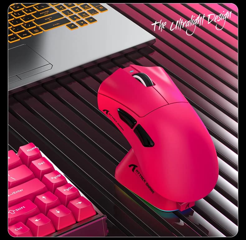 Mouse da Gaming Wireless ATTACK SHARK V3Pro Tri-Mode 2.4G/BT/Cablato, PAW3311 25000DPI, 65g Leggero, Dock di Ricarica Magnetico RGB