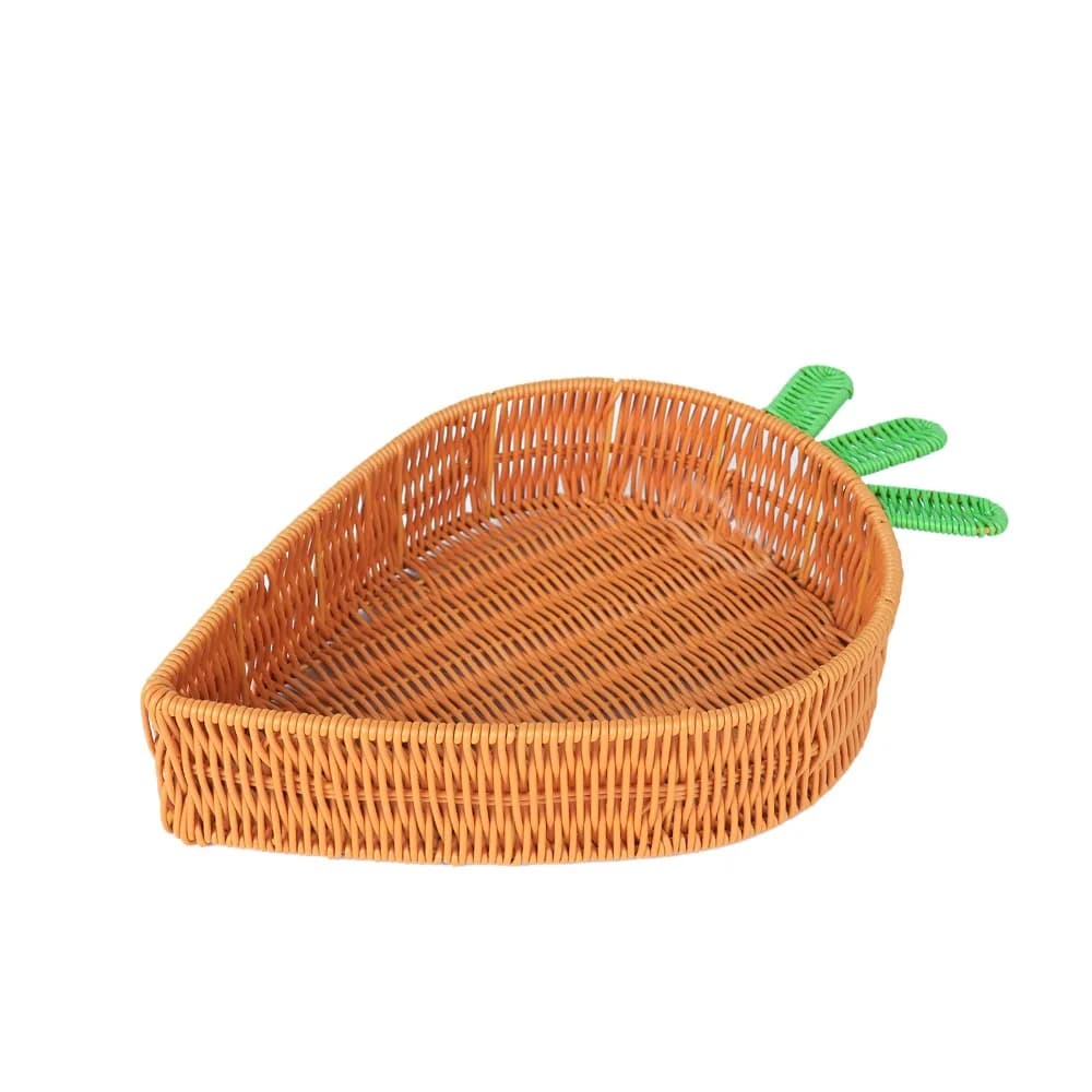 Cestino intrecciato per carote fatto a mano a forma di carota Robusto vassoio da portata per frutta Contenitore decorativo ventilato per frutta secca Verdura
