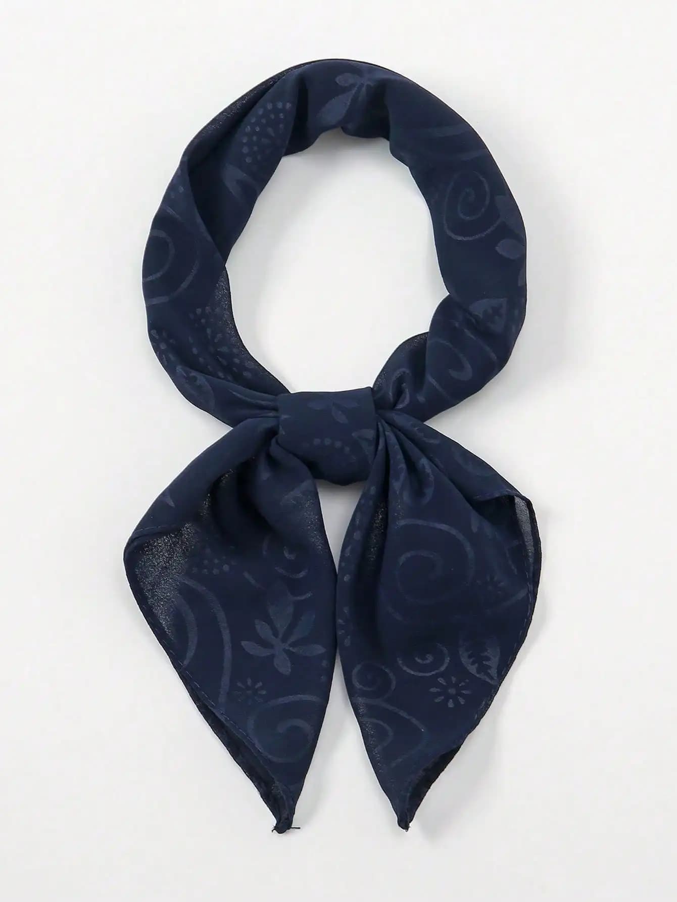 Bandana foulard in chiffon con motivo floreale paisley blu navy