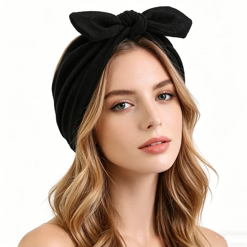 Nuovo Turbante Africano da Donna con Grande Fiocco, Cappello a Tinta Unita, Sottohijab Islamico, Copricapo Intrecciato, Foulard, Cappello Indiano, Berretto