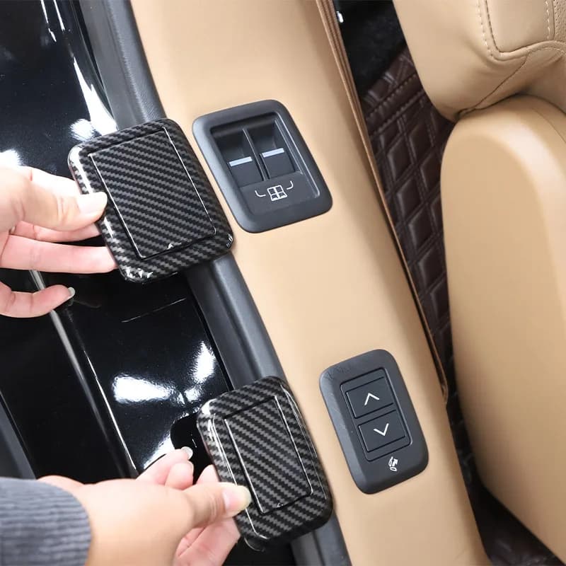 ABS Carbon Fiber Car Rear Seat Adjustment Button Anti Mistake Touch Cover Accessories For Land Rover Range Rover Vogue L460 2023