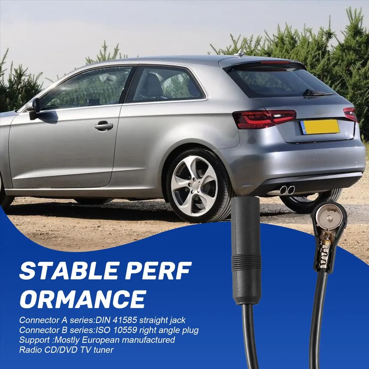 # 99K Ricambi e Accessori Auto, Adattatore da 30cm DIN 41585 a Spina ISO per AUDI SEAT SKODA SMART VW Ford (nero)