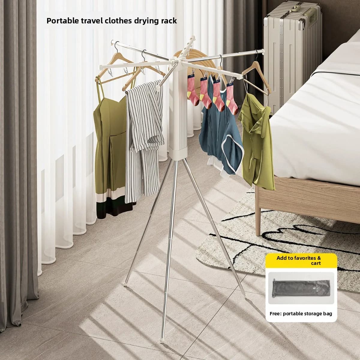 Multi Function Clothes Drying Rack Foldable Expandable Laundry Hanger for Travel Balcony Indoor Outdoor