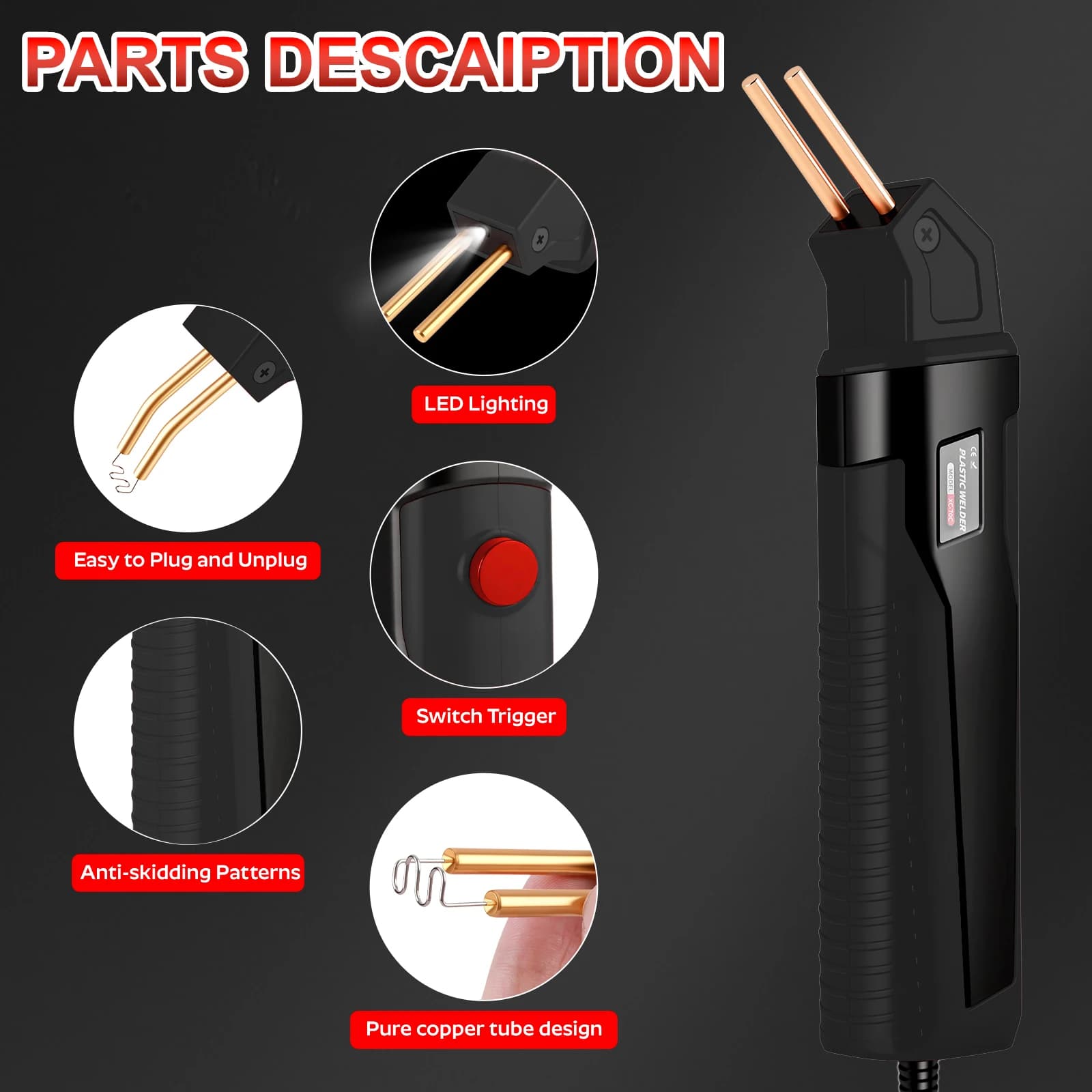 Saldatore per plastica da 100W, Kit di 200/400 graffette, Kit saldatore a caldo, Kit pistola saldatrice per plastica, Kit riparazione paraurti auto, Kit riparazione plastica