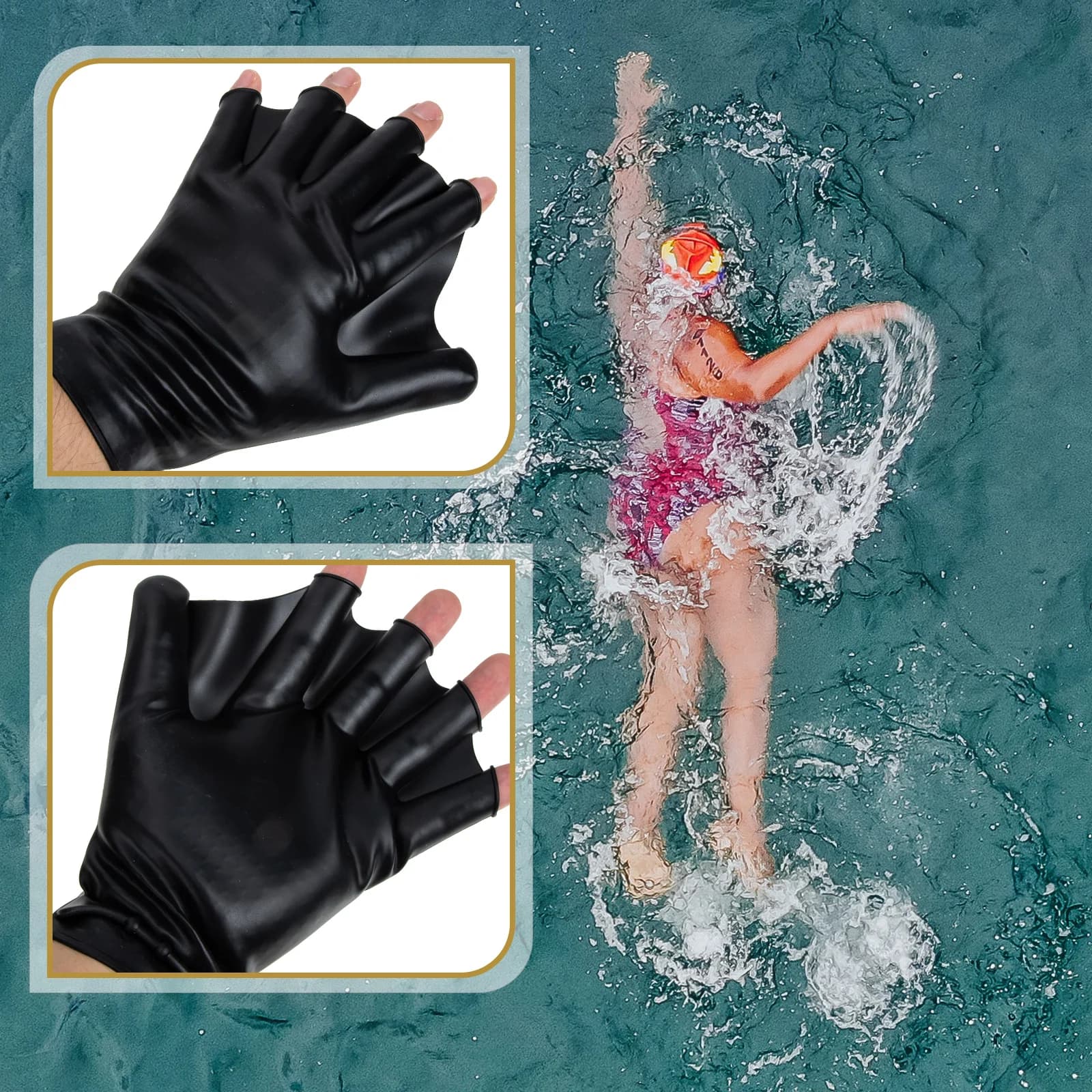 1 paio di guanti da nuoto in silicone guanti ausiliari da immersione regolabili per fitness in acqua surf allenamento per immersioni copertura per mano palmata per