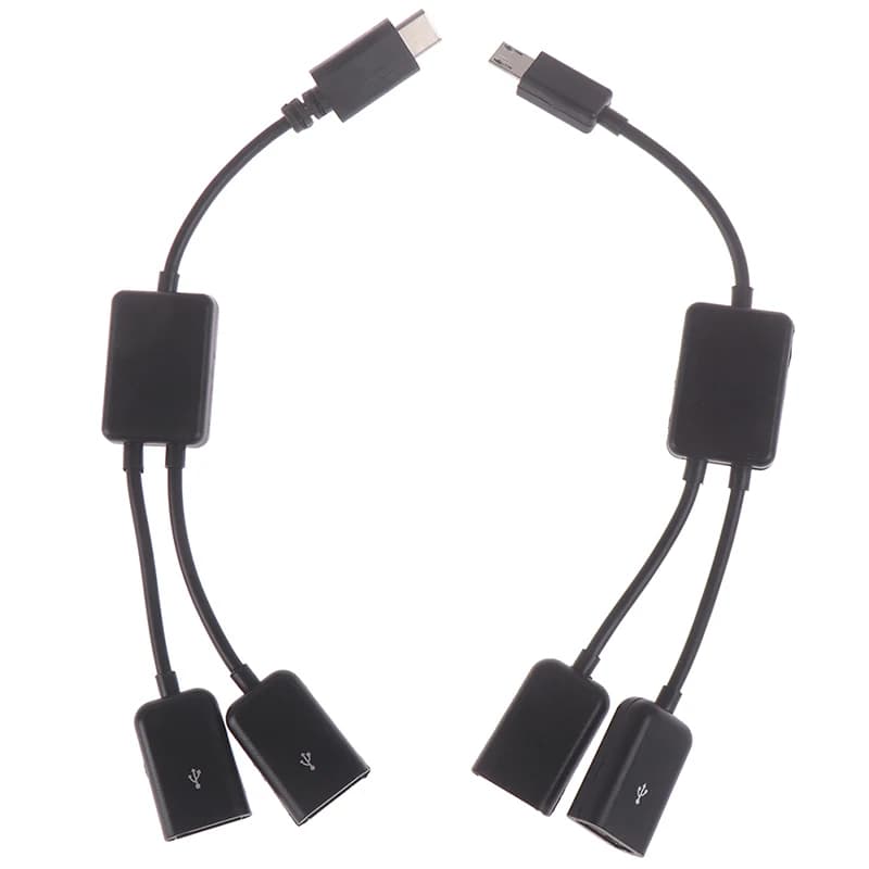 Micro usb/tipo c a 2 otg dual femmina usb port hub cable y splitter adapter