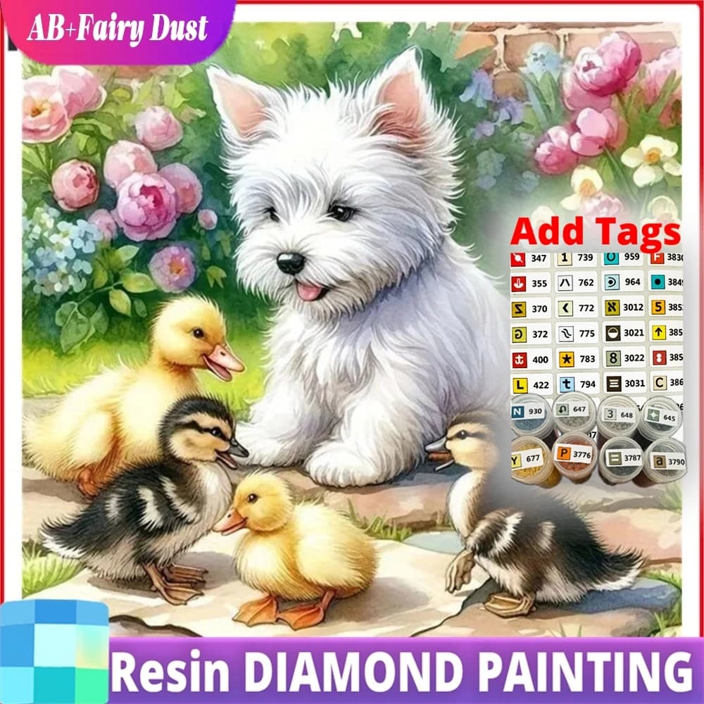 Resina AB Fairy Dust 5D DIY Pittura Diamantata Cane Anatra Animale Mosaico Diamantato Completo Quadrato Rotondo Nuovi Arrivi 2026 Decorazione Casa C