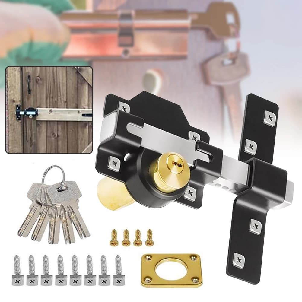 Blocco della porta del fienile, serratura garage gate, serrature del cancello di sicurezza a lungo termine premium, fornite con 5 tasti per la protezione da recinzione nel cortile