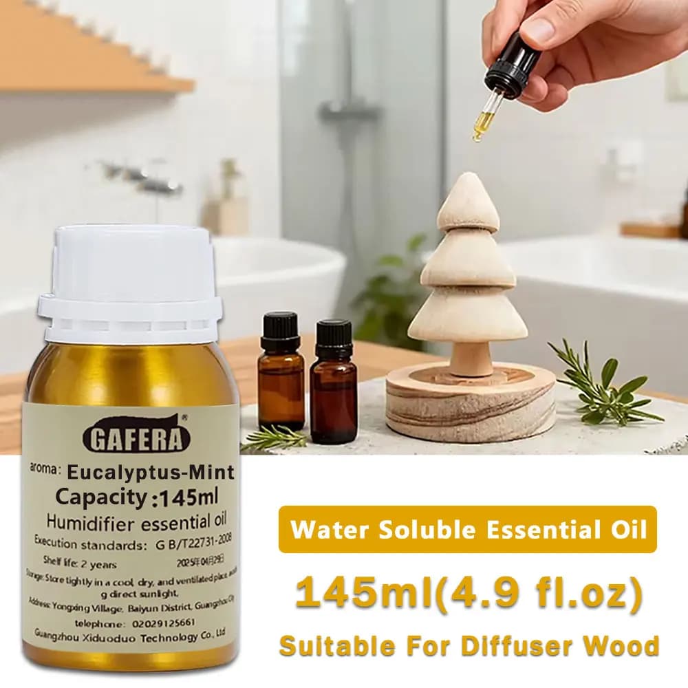 GAFERA 145ml (4.9 fl.oz) Oli Essenziali di Eucalipto-Menta/Basilico Lime e Agrumi - Per Diffusore, Legno Aromatico e Umidificatore