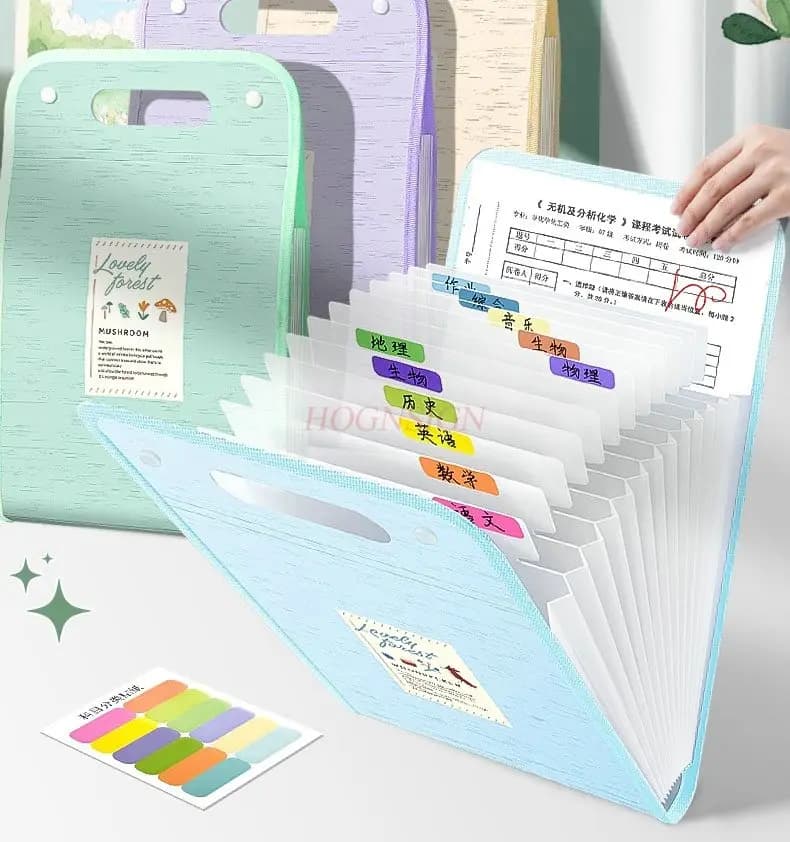 A4 portable organ bag folder, paper storage bag, file bag, high school student multi-layer vertical layered subject