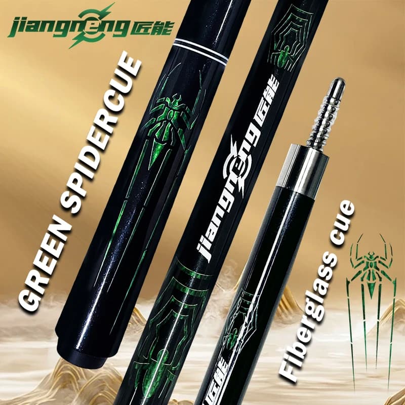 Set di borse per stecche da biliardo americane in carbonio con ragno verde lucido professionale da 58,46 pollici, punta da 12,5 mm, per biliardo a nove sfere e carom, durevoli