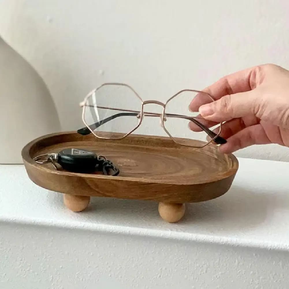 Creative Wooden Tray Cake Dessert Plate Restaurant Home Wooden Tray Round Elliptical Aromatherapy Ornament Tray