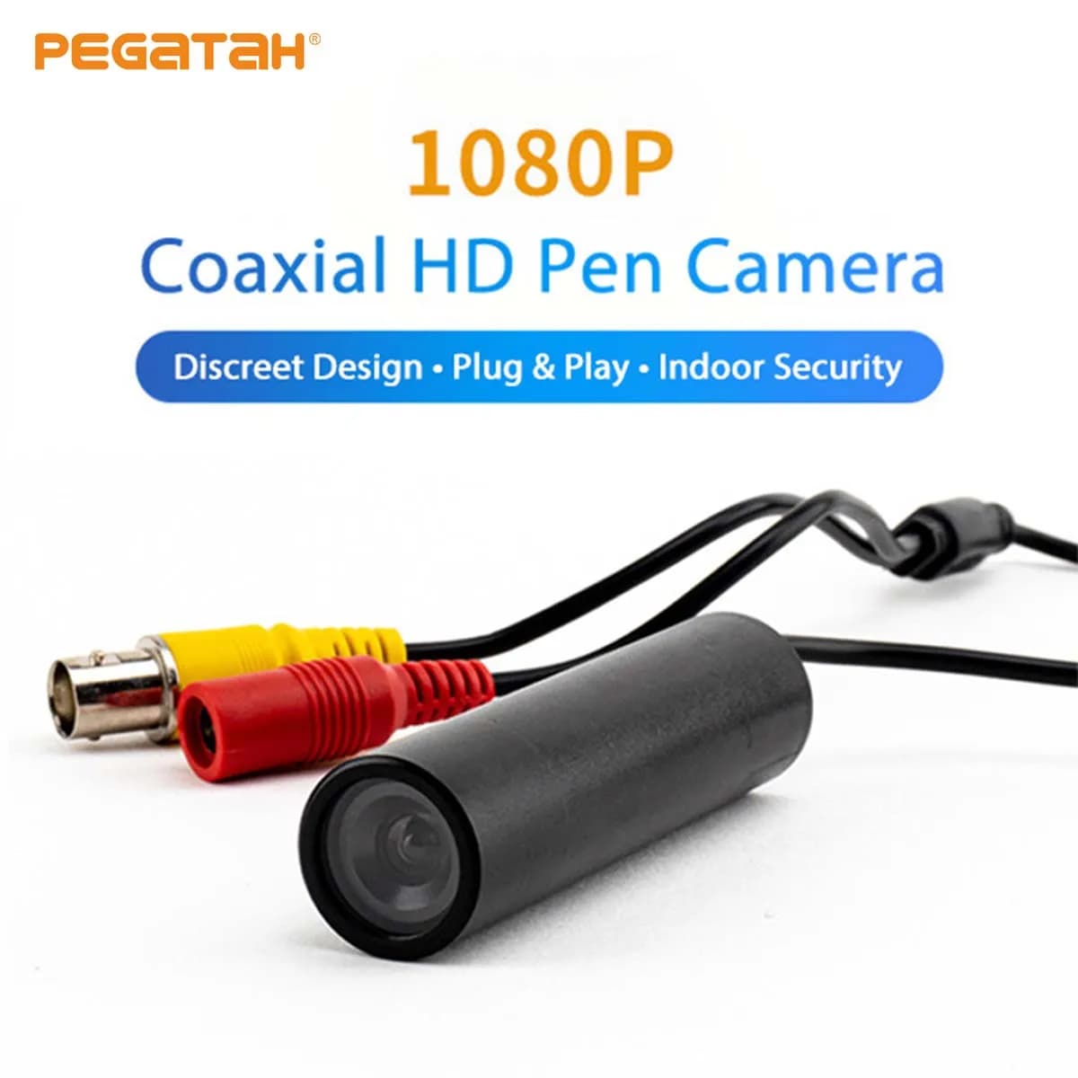 Telecamera di Sicurezza PEGATAH 2MP AHD Mini in Metallo con Lente da 3.6mm Visione Diurna e Notturna UTC 4-in-1 OSD IP66 Impermeabile 12V DC per Casa e Esterni