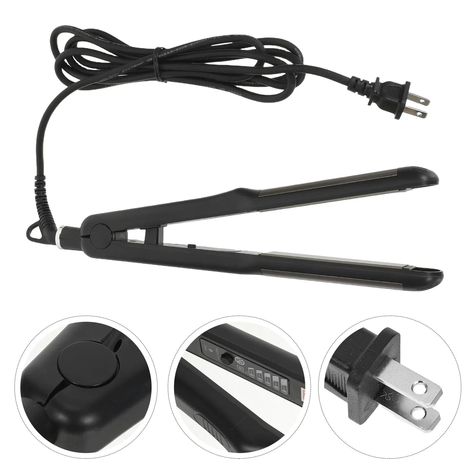 Piastra per Capelli Elettrica Nera Portatile 2-in-1 con Funzione Arricciacapelli e Vapore, per Salone e Casa, Spina USA, Riscaldamento Rapido